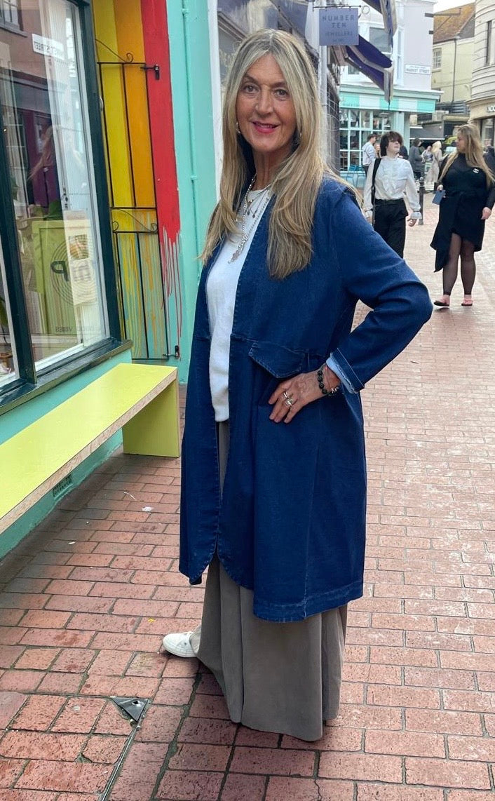 Denim duster coat on sale