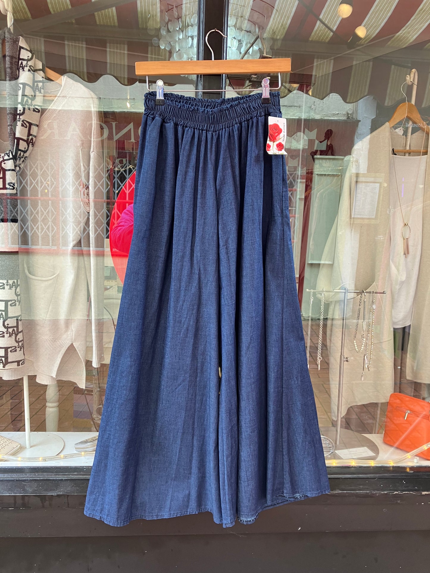 Wide Leg Denim Trousers