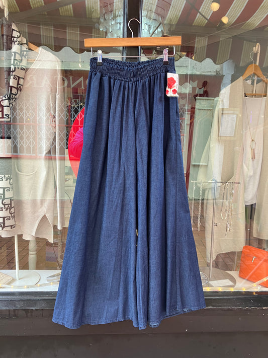 Wide Leg Denim Trousers